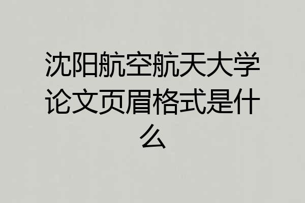 沈阳航空航天大学论文页眉格式是什么