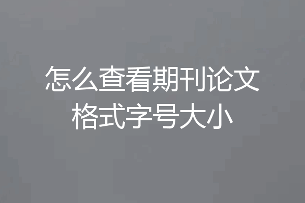 怎么查看期刊论文格式字号大小