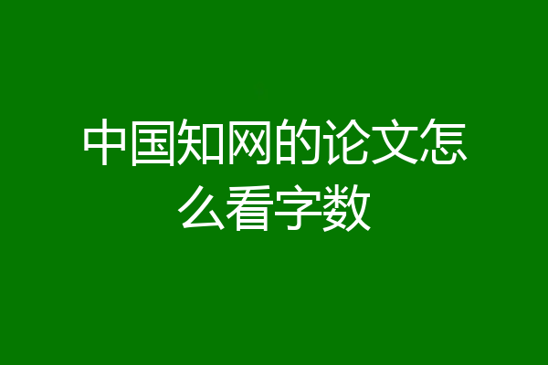 中国知网的论文怎么看字数