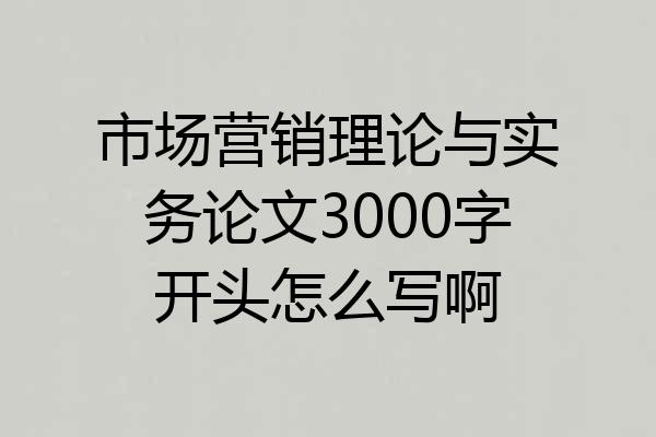 市场营销理论与实务论文3000字开头怎么写啊