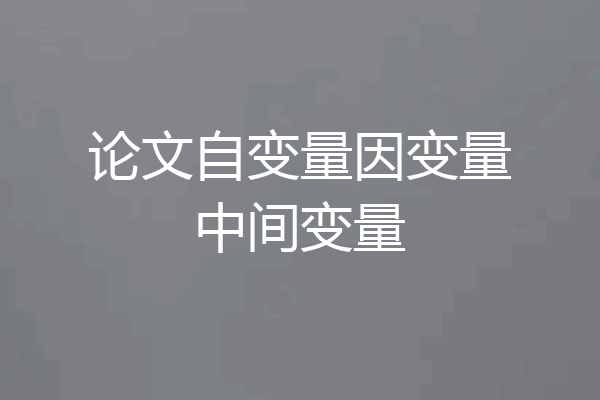 论文自变量因变量中间变量