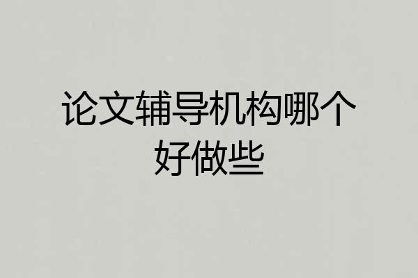 论文辅导机构哪个好做些
