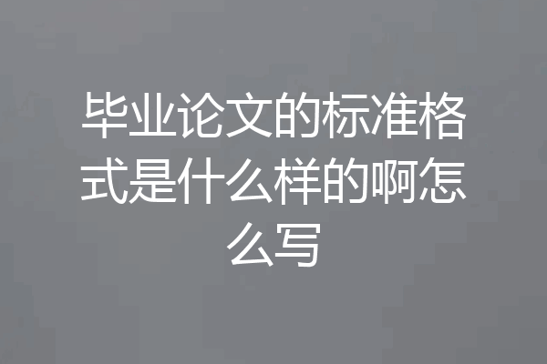 毕业论文的标准格式是什么样的啊怎么写
