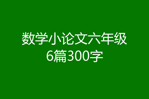 数学小论文六年级6篇300字