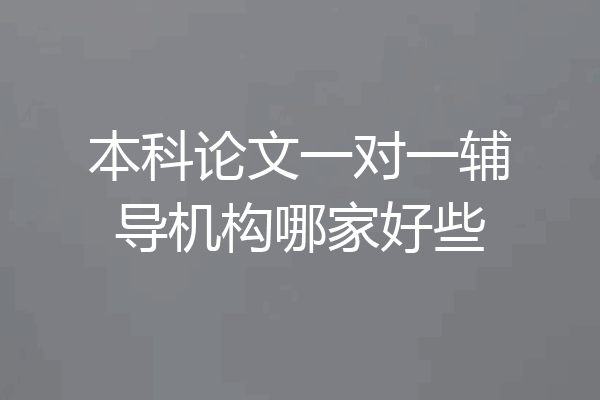 本科论文一对一辅导机构哪家好些