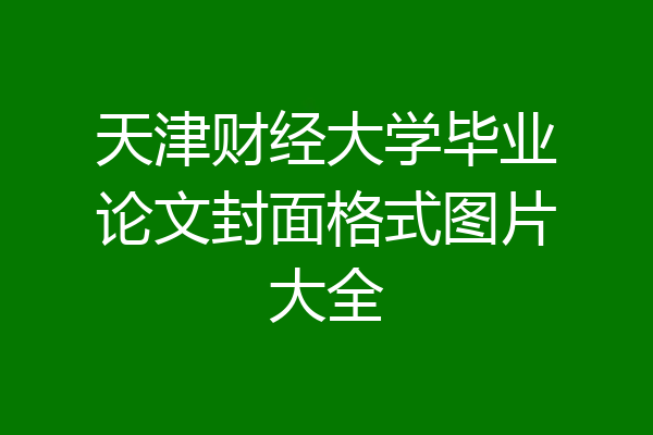 天津财经大学毕业论文封面格式图片大全