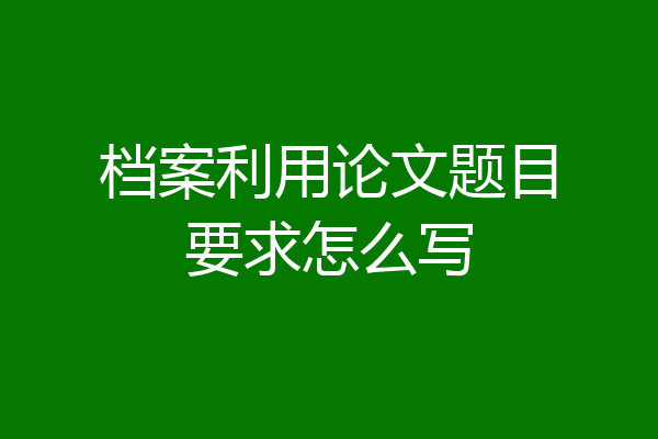 档案利用论文题目要求怎么写