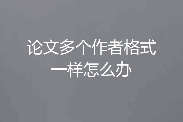 论文多个作者格式一样怎么办