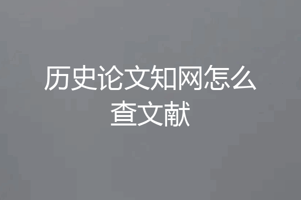 历史论文知网怎么查文献
