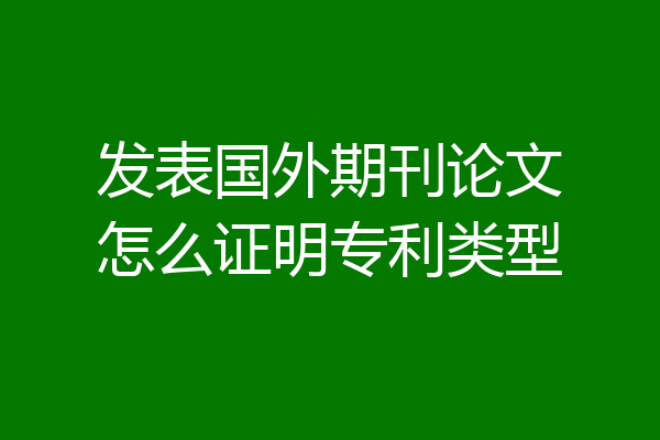 发表国外期刊论文怎么证明专利类型