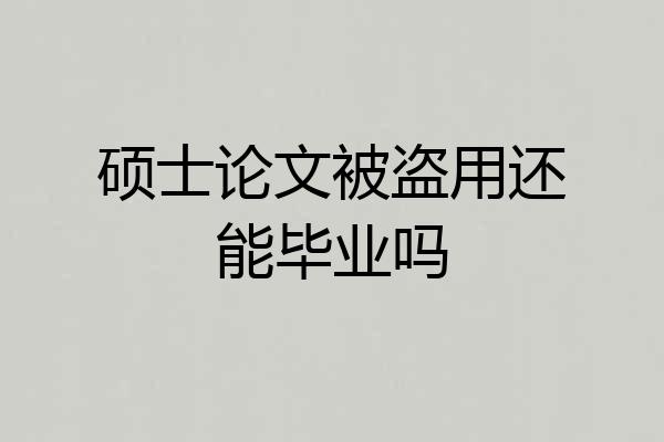 硕士论文被盗用还能毕业吗