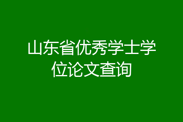 山东省优秀学士学位论文查询