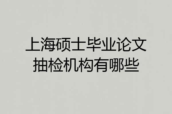 上海硕士毕业论文抽检机构有哪些