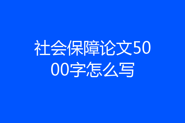 社会保障论文5000字怎么写