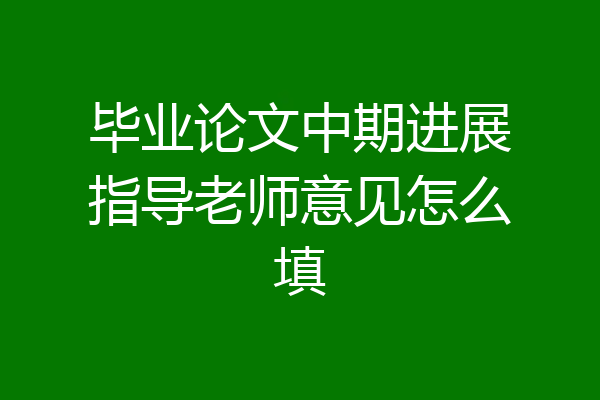 毕业论文中期进展指导老师意见怎么填