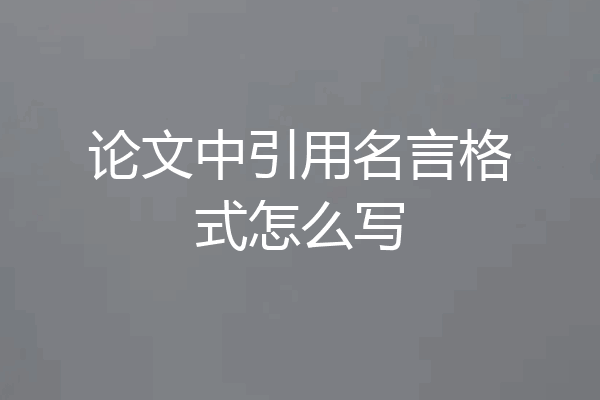 论文中引用名言格式怎么写