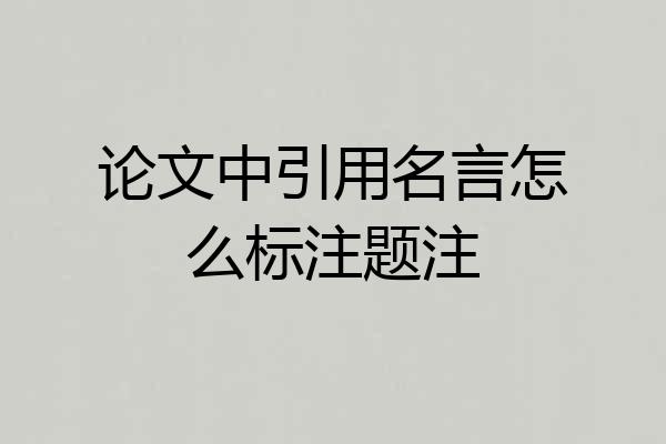 论文中引用名言怎么标注题注