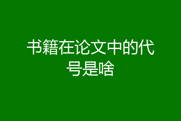 书籍在论文中的代号是啥