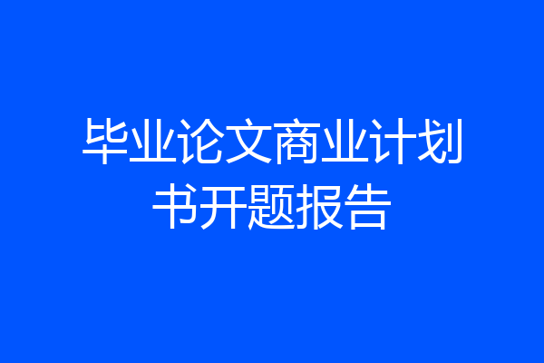 毕业论文商业计划书开题报告