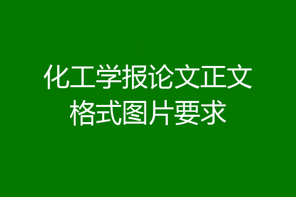 化工学报论文正文格式图片要求