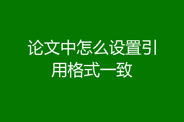 论文中怎么设置引用格式一致