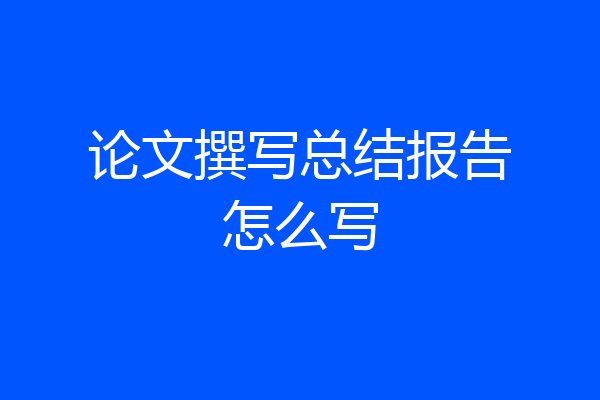 论文撰写总结报告怎么写