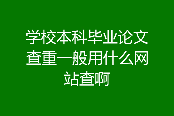 学校本科毕业论文查重一般用什么网站查啊