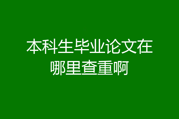 本科生毕业论文在哪里查重啊