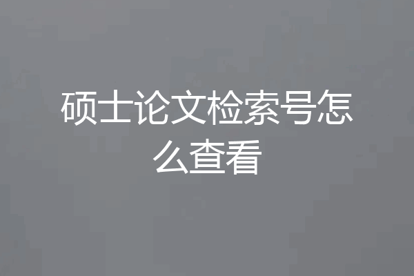硕士论文检索号怎么查看