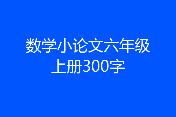数学小论文六年级上册300字
