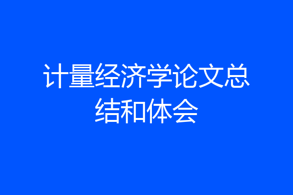 计量经济学论文总结和体会