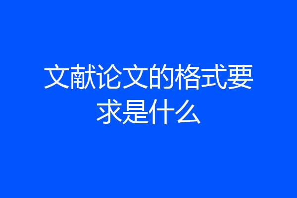 文献论文的格式要求是什么