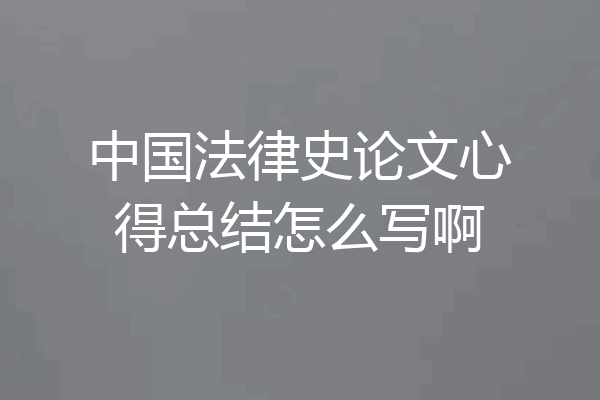 中国法律史论文心得总结怎么写啊