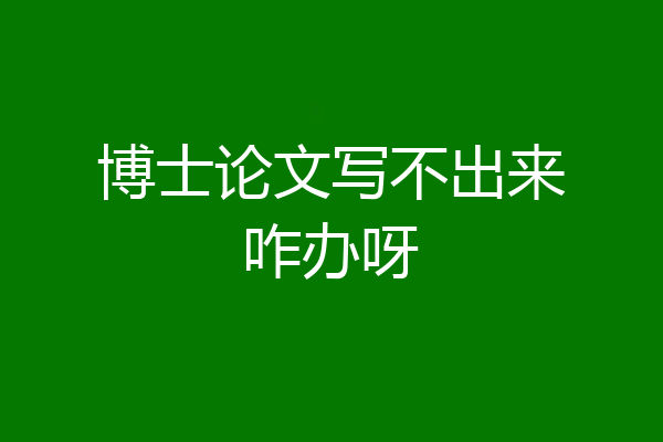 博士论文写不出来咋办呀