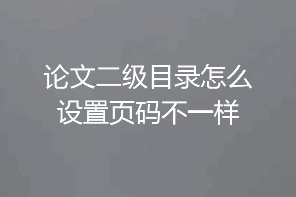 论文二级目录怎么设置页码不一样