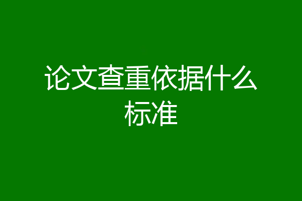 论文查重依据什么标准