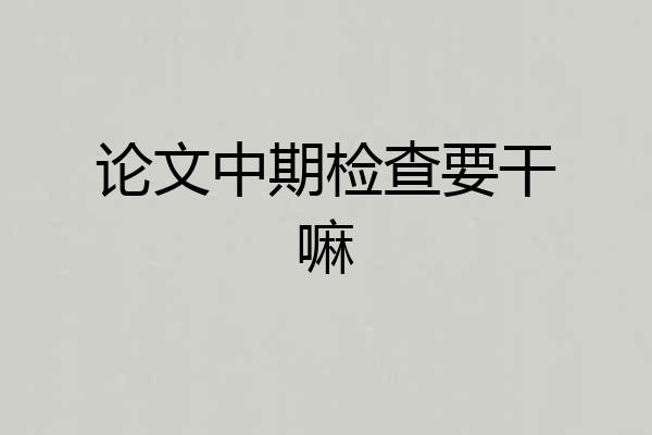 论文中期检查要干嘛