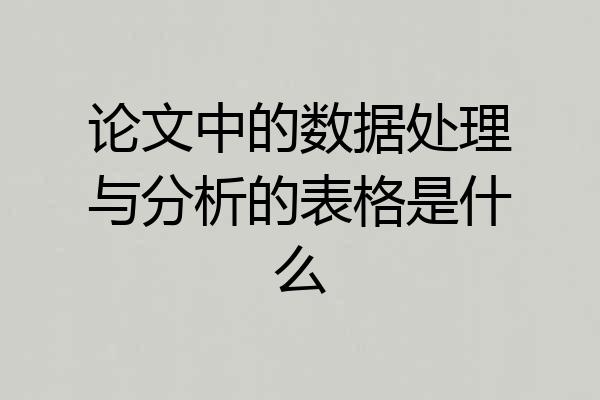 论文中的数据处理与分析的表格是什么