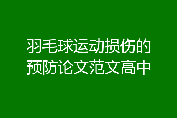 羽毛球运动损伤的预防论文范文高中