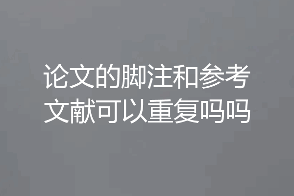 论文的脚注和参考文献可以重复吗吗