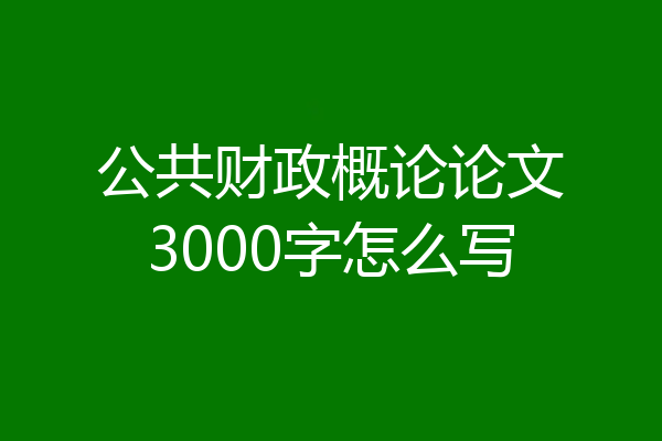 公共财政概论论文3000字怎么写