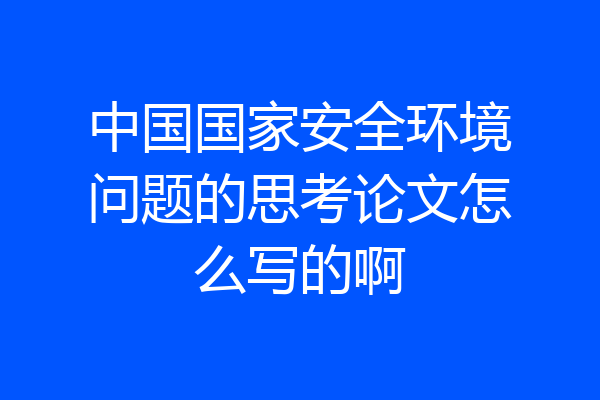 中国国家安全环境问题的思考论文怎么写的啊