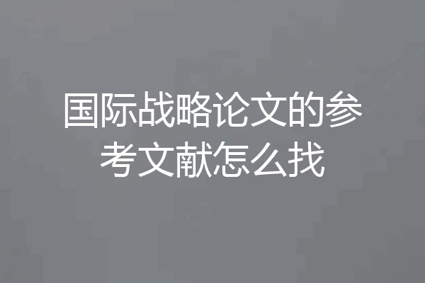 国际战略论文的参考文献怎么找