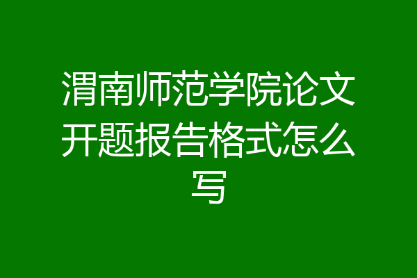 渭南师范学院论文开题报告格式怎么写