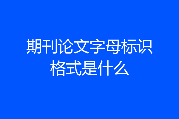 期刊论文字母标识格式是什么