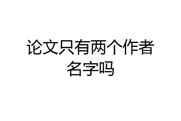 论文只有两个作者名字吗