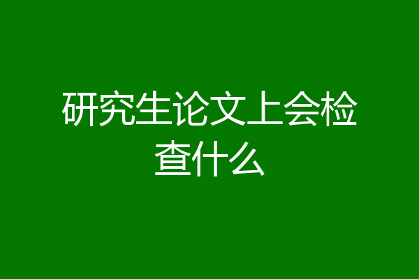 研究生论文上会检查什么