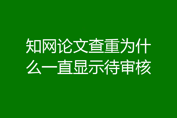 知网论文查重为什么一直显示待审核