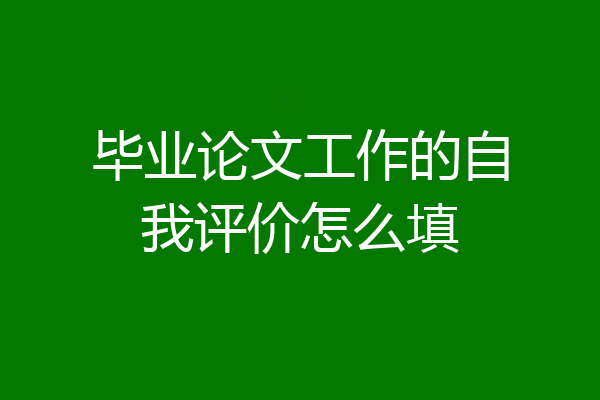 毕业论文工作的自我评价怎么填