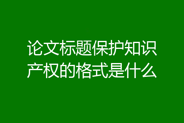 论文标题保护知识产权的格式是什么
